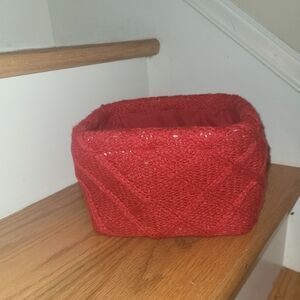 NEW Small Red Crochet Basket